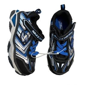 Skechers S-Lights SKX black blue silver little kid 10 new